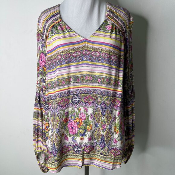 Maeve by Anthropologie Women's Yellow Ceresco Peasant Boho Floral Blouse Small - Picture 1 of 10